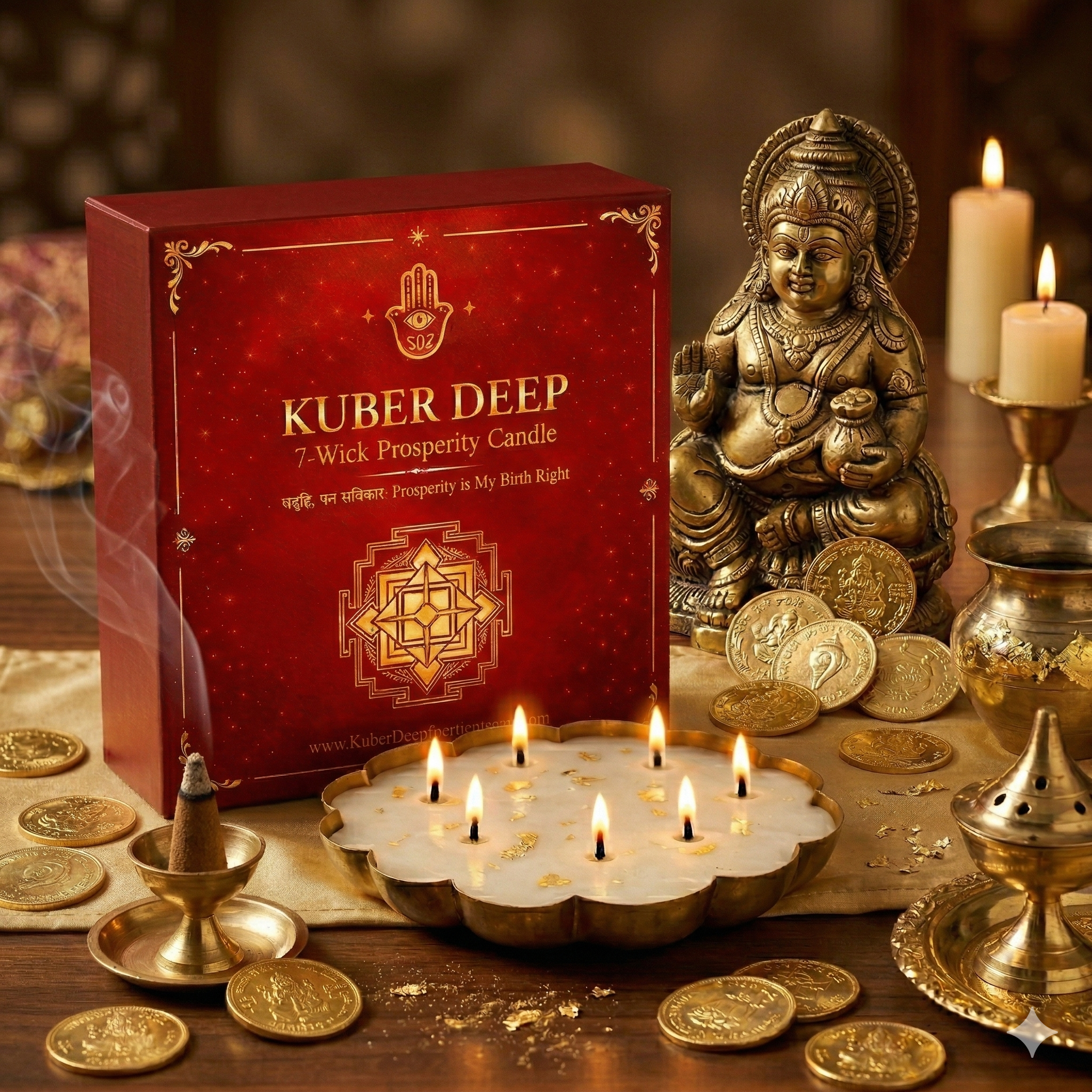 Kuber Deep – 7 Wick Prosperity Urli Candle
