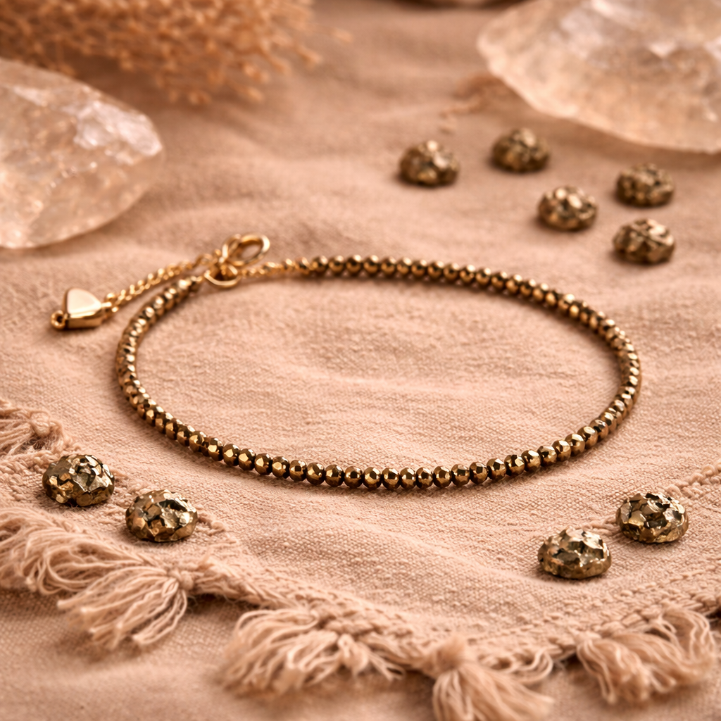Raw Pyrite Crystal Anklet